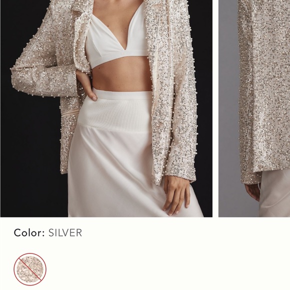 Blazer Jacket sequin pearl Maeve for Anthropologie - Picture 5 of 6